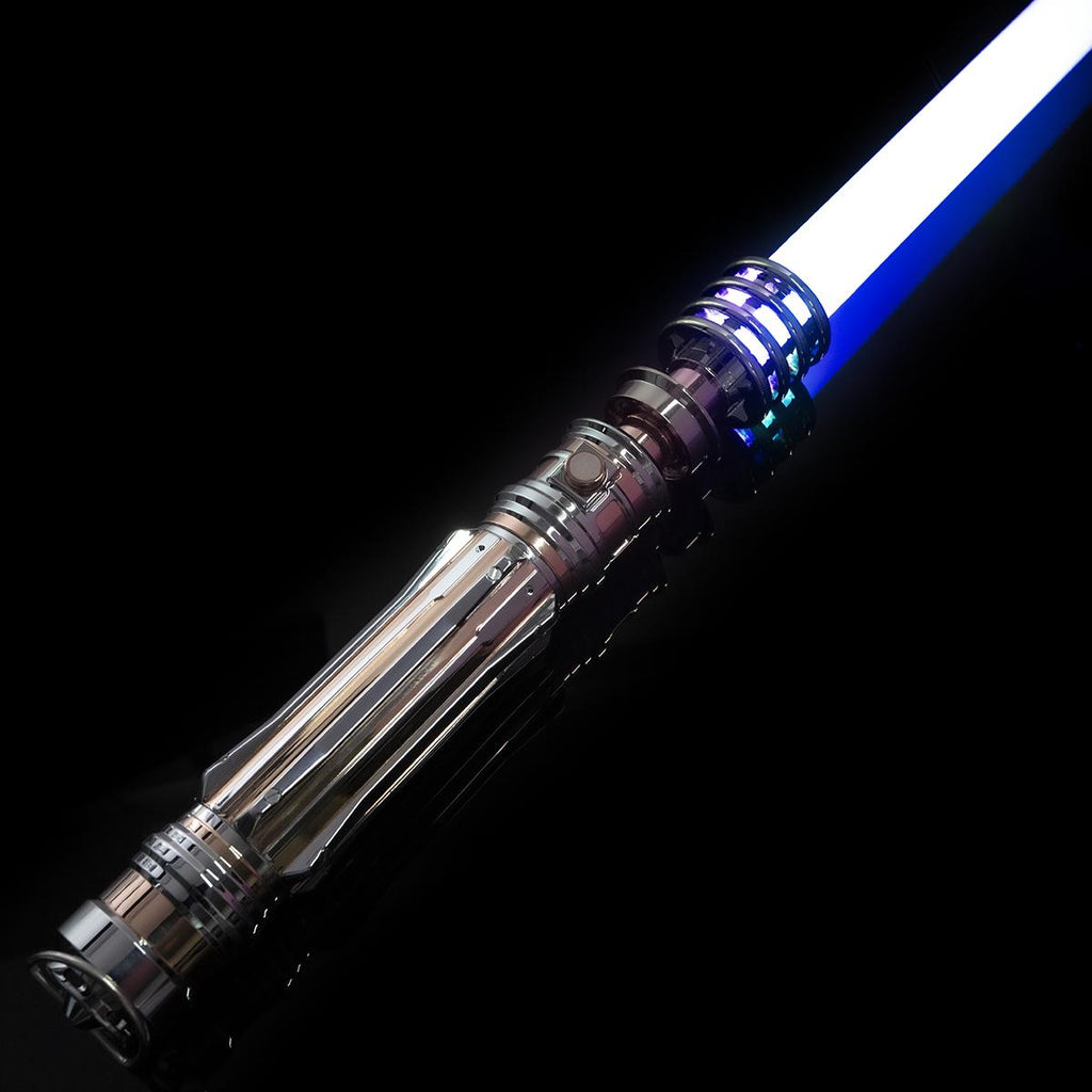 ZiaSabers LO Princess NeoPixel Lightsaber with Xenopixel 2.0 Soundboard - Silver Metal Hilt Star Wars Princess Leia Organa Light Saber Sword - Strip LED with 12 Preset Colors and Smooth Swing Sounds