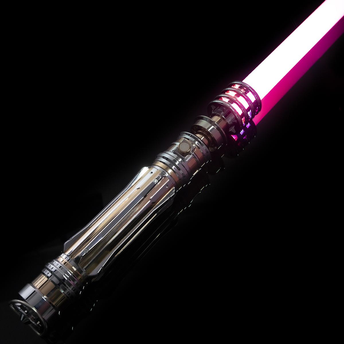 ZiaSabers LO Princess NeoPixel Lightsaber with Xenopixel 2.0 Soundboard - Silver Metal Hilt Star Wars Princess Leia Organa Light Saber Sword - Strip LED with 12 Preset Colors and Smooth Swing Sounds