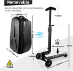 Scooter Luggage for Kids/Adult, 50L Ride On Scooter Suitcase Foldable Aluminum Trolley Case Travel Luggage for Business and School Boys and Girls-Black