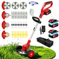 Electric Weed Wacker Cordless with Wheels,21V Lightweight Electric Weed Eater Battery Powered,4 in 1 Grass Trimmer/Brush Cutter/Lawn Edger/Lawn Mower,No String Trimmer Battery Operated for Garden Yard