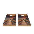 Beach Sunset Wood Cornhole Set