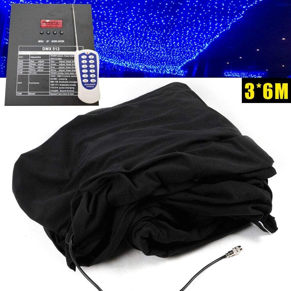 LED StaStar Backdrop, 8CH Wedding Party Curtain Blue &amp; White LED Window Curtain String Light Wall Decorations with Remote Velvet for StaWedding Party Festival Christmas Decoration (6x3M)