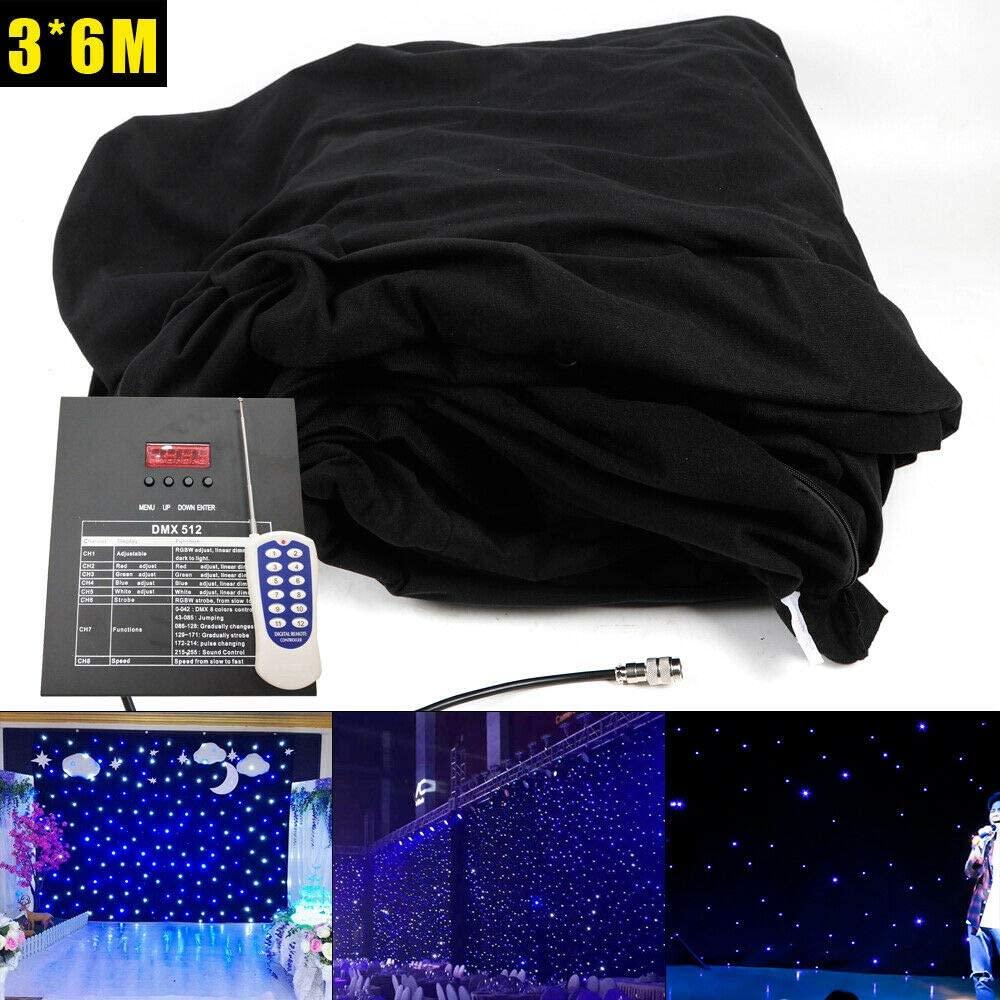 LED StaStar Backdrop, 8CH Wedding Party Curtain Blue &amp; White LED Window Curtain String Light Wall Decorations with Remote Velvet for StaWedding Party Festival Christmas Decoration (6x3M)