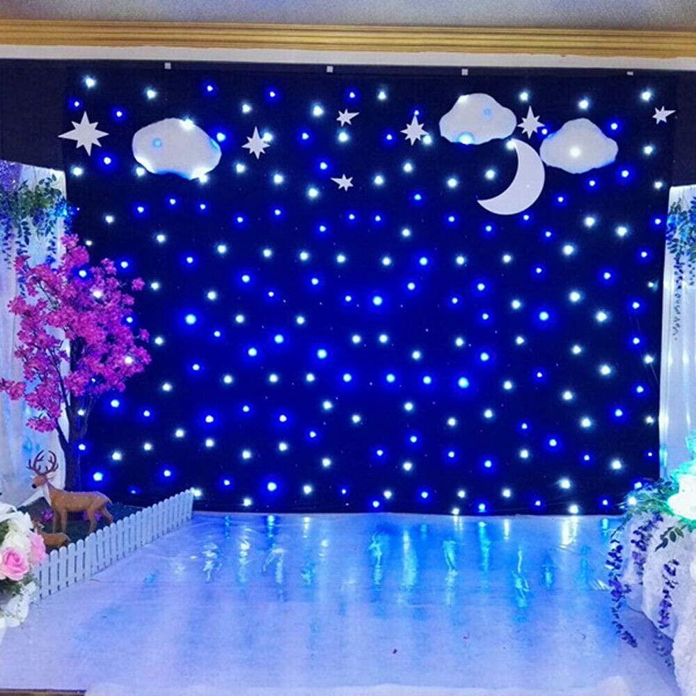 LED StaStar Backdrop, 8CH Wedding Party Curtain Blue &amp; White LED Window Curtain String Light Wall Decorations with Remote Velvet for StaWedding Party Festival Christmas Decoration (6x3M)