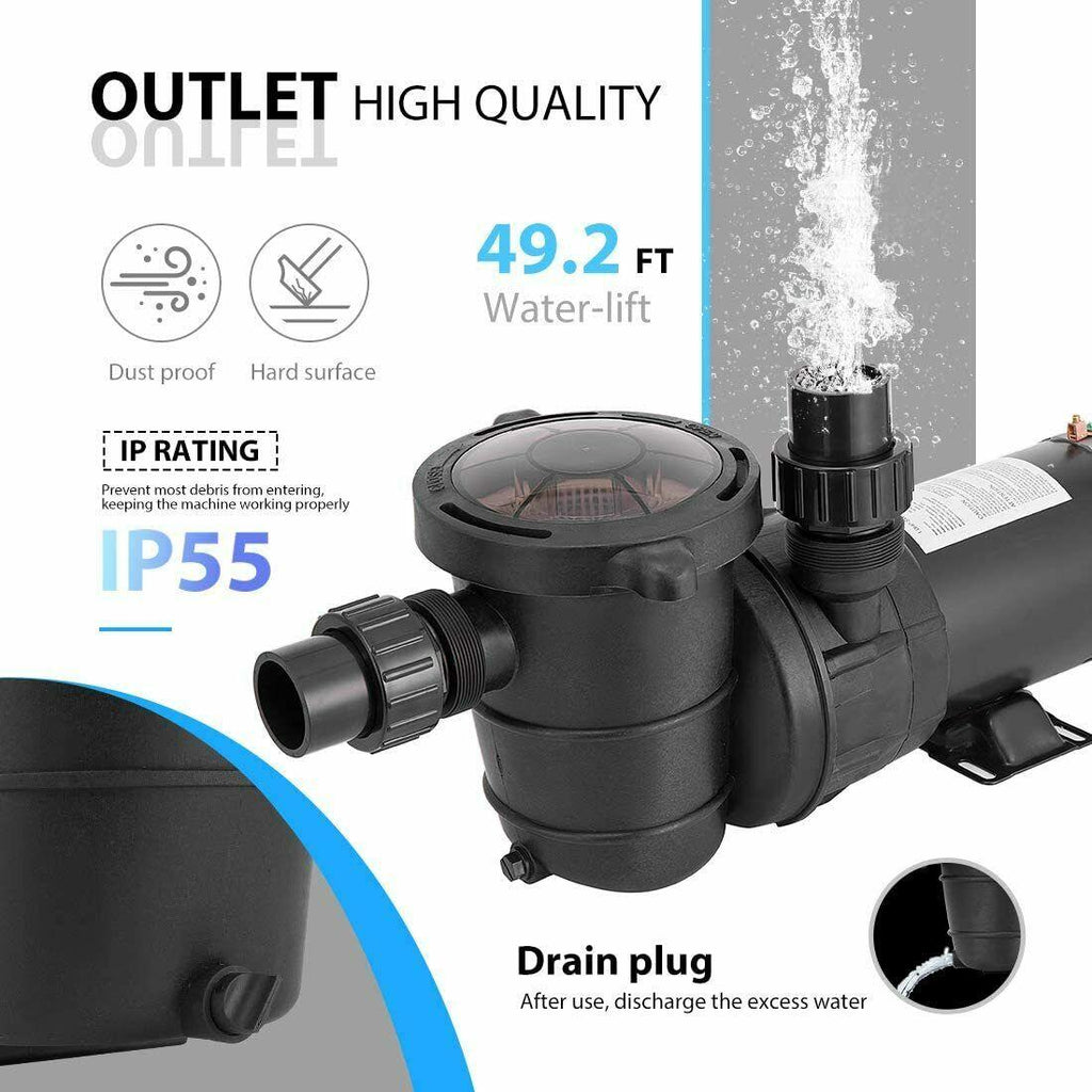 1.5 hp 8350 gph above ground swimming pool pump w/ strainer basket etl certified