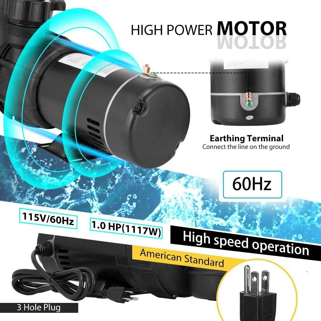 1.5 hp 8350 gph above ground swimming pool pump w/ strainer basket etl certified
