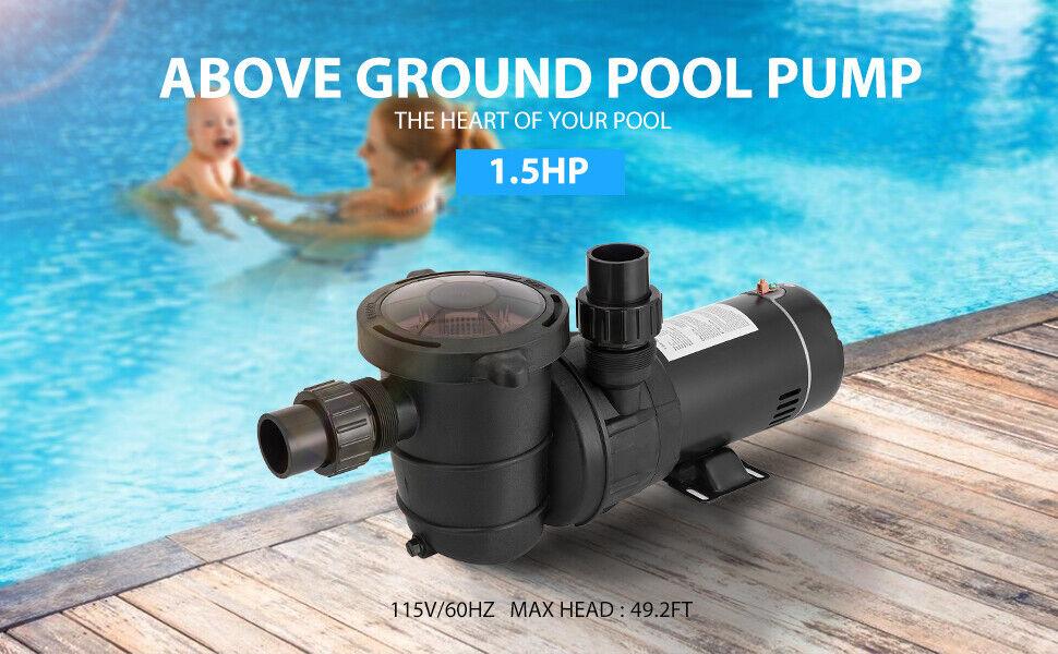 1.5 hp 8350 gph above ground swimming pool pump w/ strainer basket etl certified