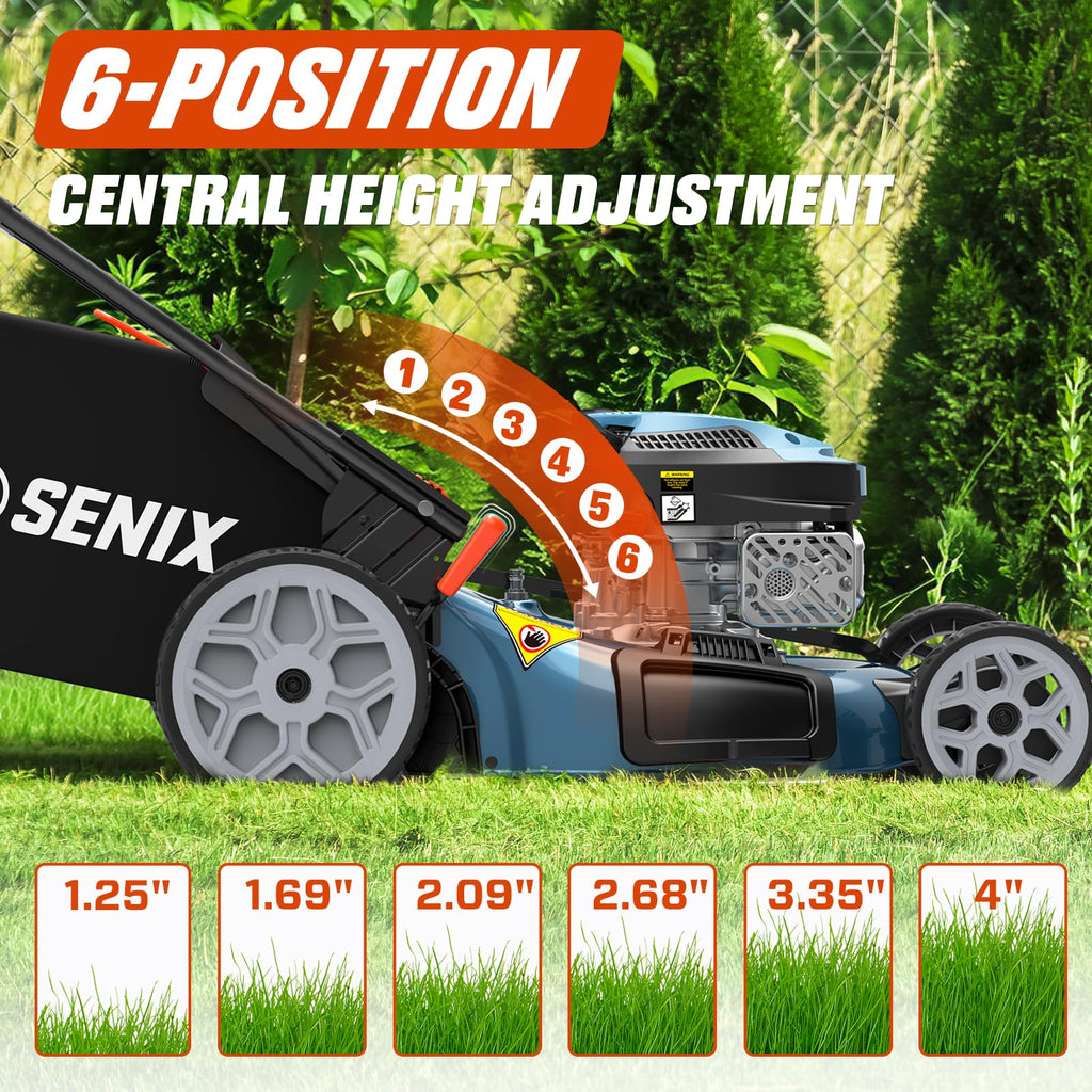 Gas Lawn Mower, 22" Self Propelled Gas Powered Lawnmower with 170cc OHV 4-Cycle Engine, 3-in-1 Walk-Behind Push Lawn Mower, 6-Position Height Adjustment