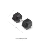Fitness Rubber Hex Dumbbells 65 lb. Pair Ergonomic Chrome Handles