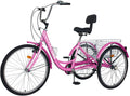ABORON Adults Tricycle 7 Speed Cruiser Trike,20/24/26Inch 3 Wheels Bike, with LarBasket for Shopping Picnic Outdoor Sports Men Women