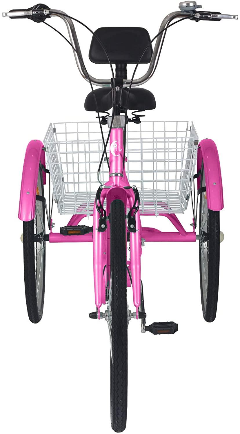 ABORON Adults Tricycle 7 Speed Cruiser Trike,20/24/26Inch 3 Wheels Bike, with LarBasket for Shopping Picnic Outdoor Sports Men Women