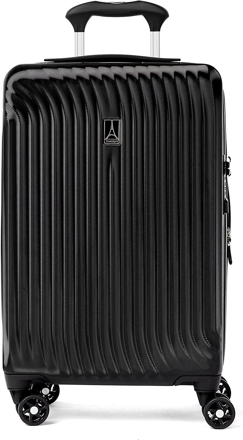 Maxlite Air Hardside Expandable Luggage, 8 Spinner Wheels, Lightweight Hard Shell Polycarbonate, Black, Carry-On 21-Inch