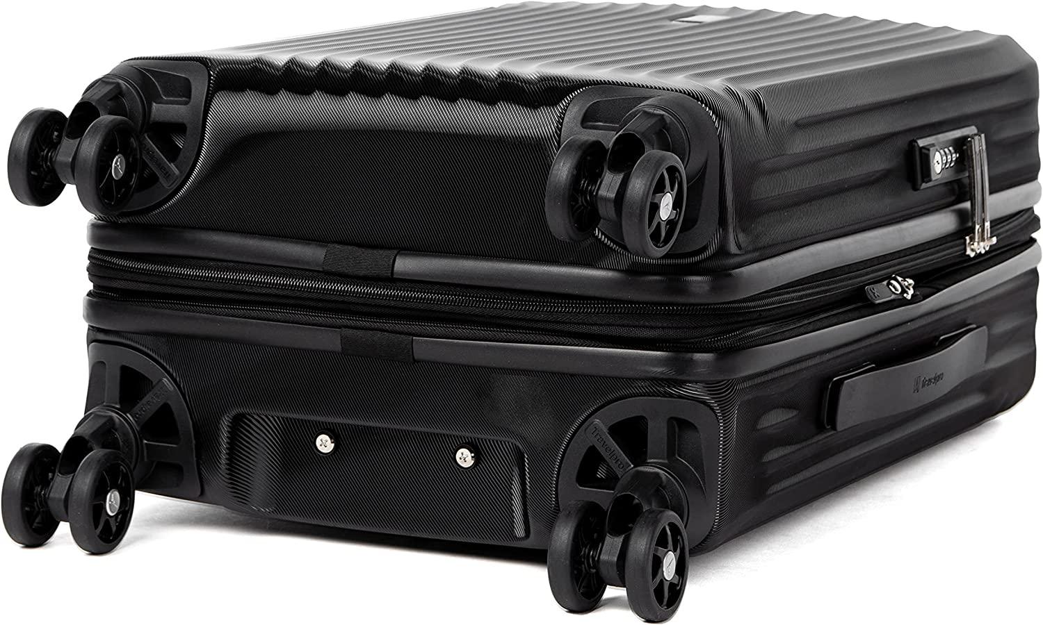 Maxlite Air Hardside Expandable Luggage, 8 Spinner Wheels, Lightweight Hard Shell Polycarbonate, Black, Carry-On 21-Inch