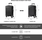 Maxlite Air Hardside Expandable Luggage, 8 Spinner Wheels, Lightweight Hard Shell Polycarbonate, Black, Carry-On 21-Inch