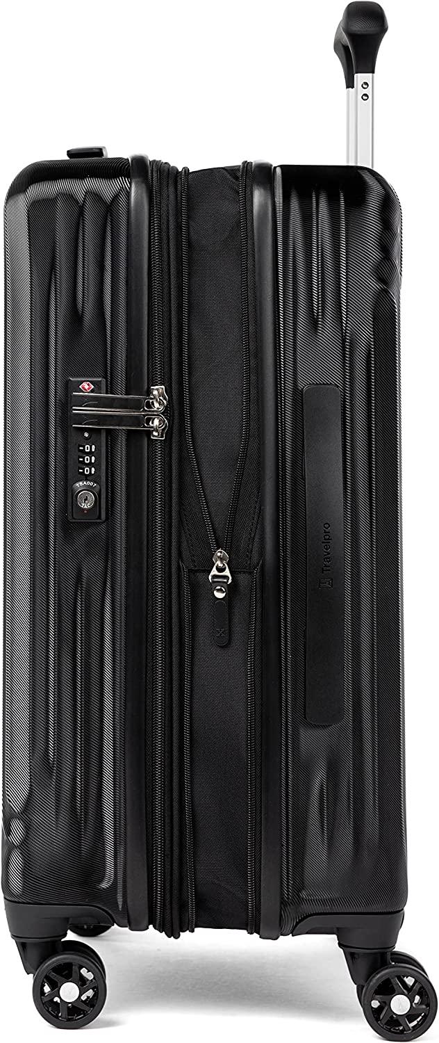 Maxlite Air Hardside Expandable Luggage, 8 Spinner Wheels, Lightweight Hard Shell Polycarbonate, Black, Carry-On 21-Inch