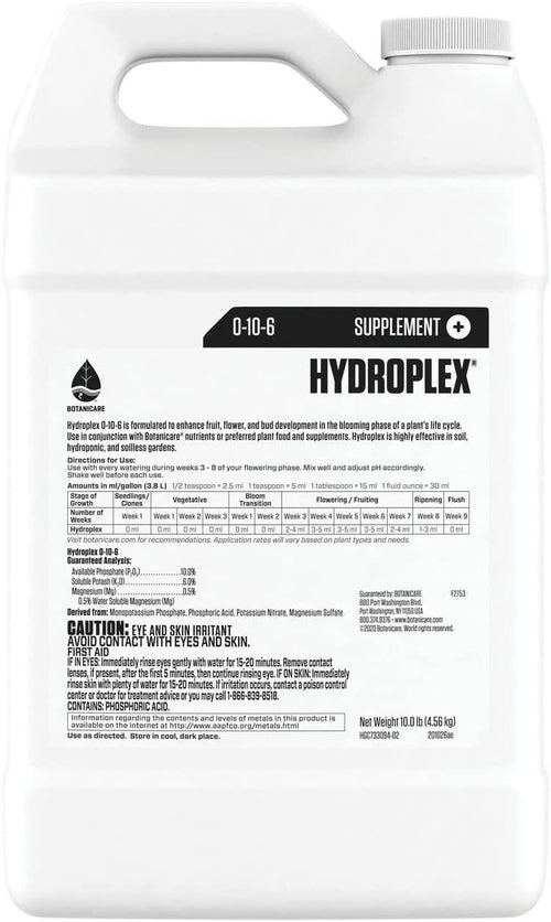 botanicare hydroplex bloom - bloom enhancing nutrients, recommended for hydroponics, soil, and soilless gardens, 1 gal.