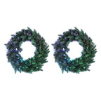 Twinkly Pre-Lit LED Multicolor Holiday Artificial Wreath Decor, (2 Pack)
