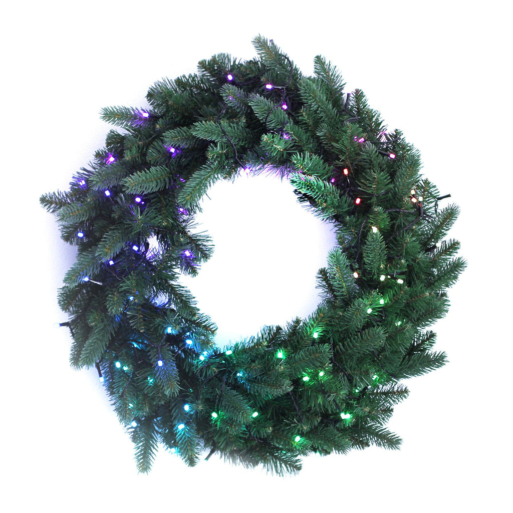 Twinkly Pre-Lit LED Multicolor Holiday Artificial Wreath Decor, (2 Pack)