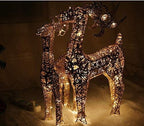 Lar4-Piece LED Lighted Hoilday Reindeer Family Christmas Decoration for Yard-Golden Reindeer 48",Sleigh 48"(L)*36"(H)&amp;Tree Tower71"