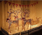 Lar4-Piece LED Lighted Hoilday Reindeer Family Christmas Decoration for Yard-Golden Reindeer 48",Sleigh 48"(L)*36"(H)&amp;Tree Tower71"