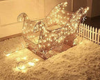 Lar4-Piece LED Lighted Hoilday Reindeer Family Christmas Decoration for Yard-Golden Reindeer 48",Sleigh 48"(L)*36"(H)&amp;Tree Tower71"