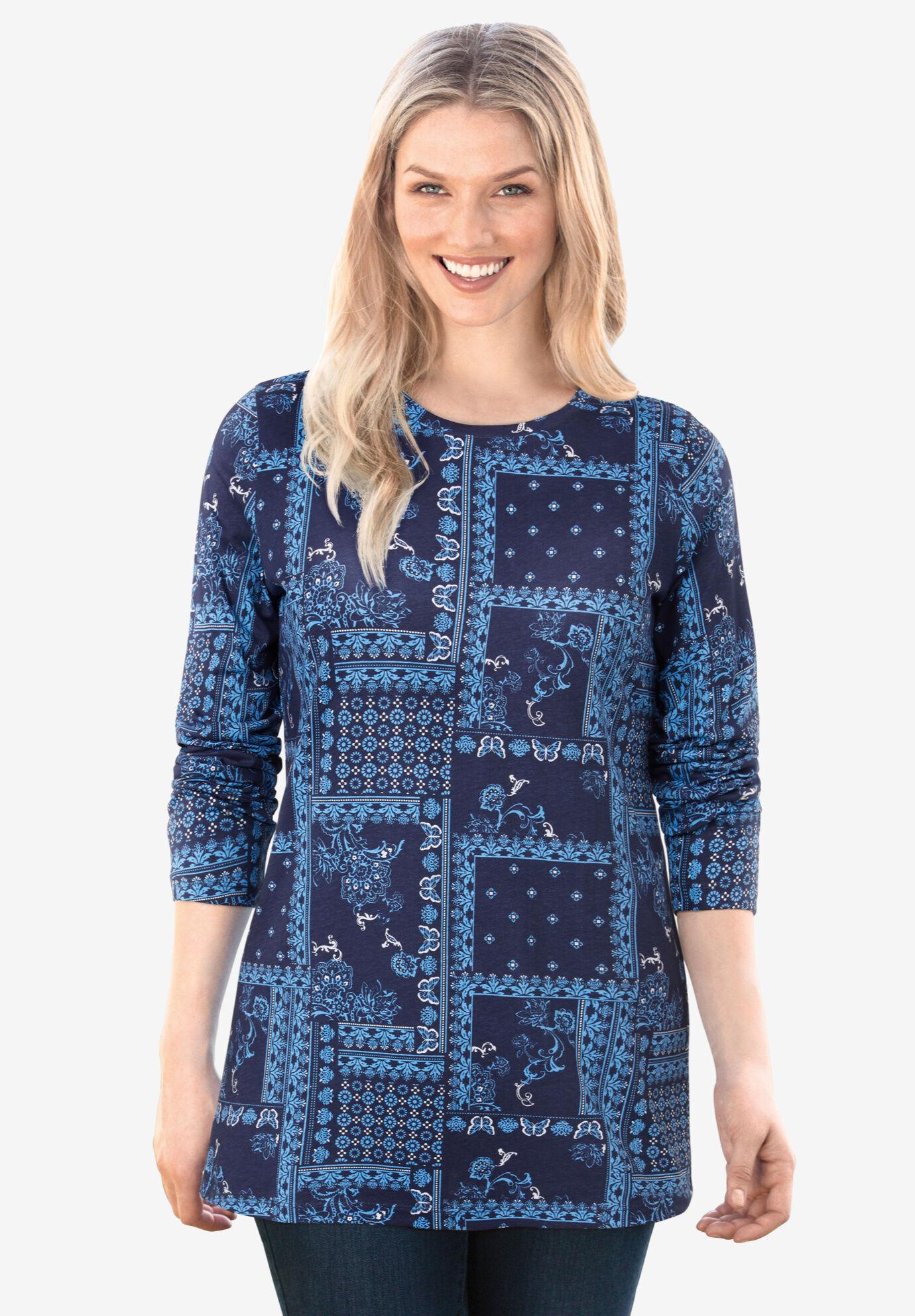 perfect printed long-sleeve crewneck tee