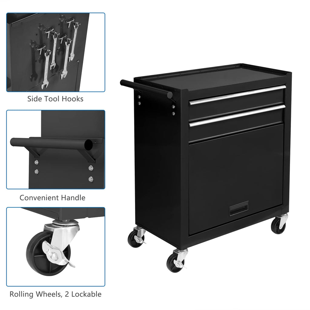 8-Drawer Rolling Tool Chest w/Lock, Tool StoraCabinet w/Wheels, Detachable Top, Drawers & Drawer Liners, Tool Organizer Box for Garage, Warehouse & Repair Shop