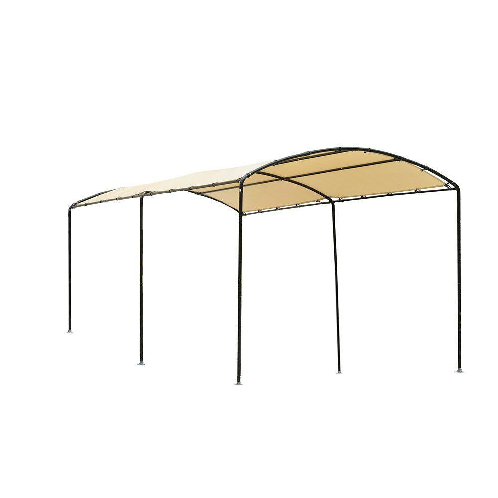 9 ft. W x 16 ft. D Monarc Stylish Arch Canopy with 1-2/8 in. Black Steel Frame and Waterproof Sandstone Cover