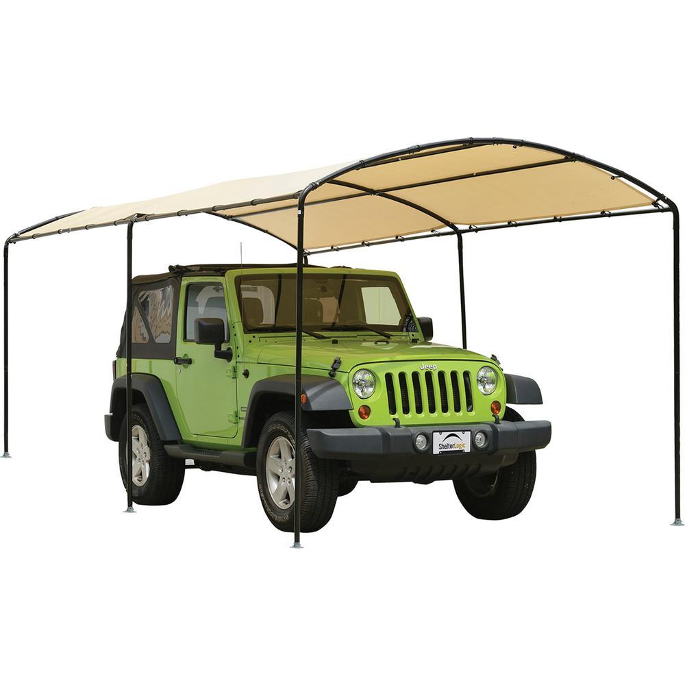 9 ft. W x 16 ft. D Monarc Stylish Arch Canopy with 1-2/8 in. Black Steel Frame and Waterproof Sandstone Cover