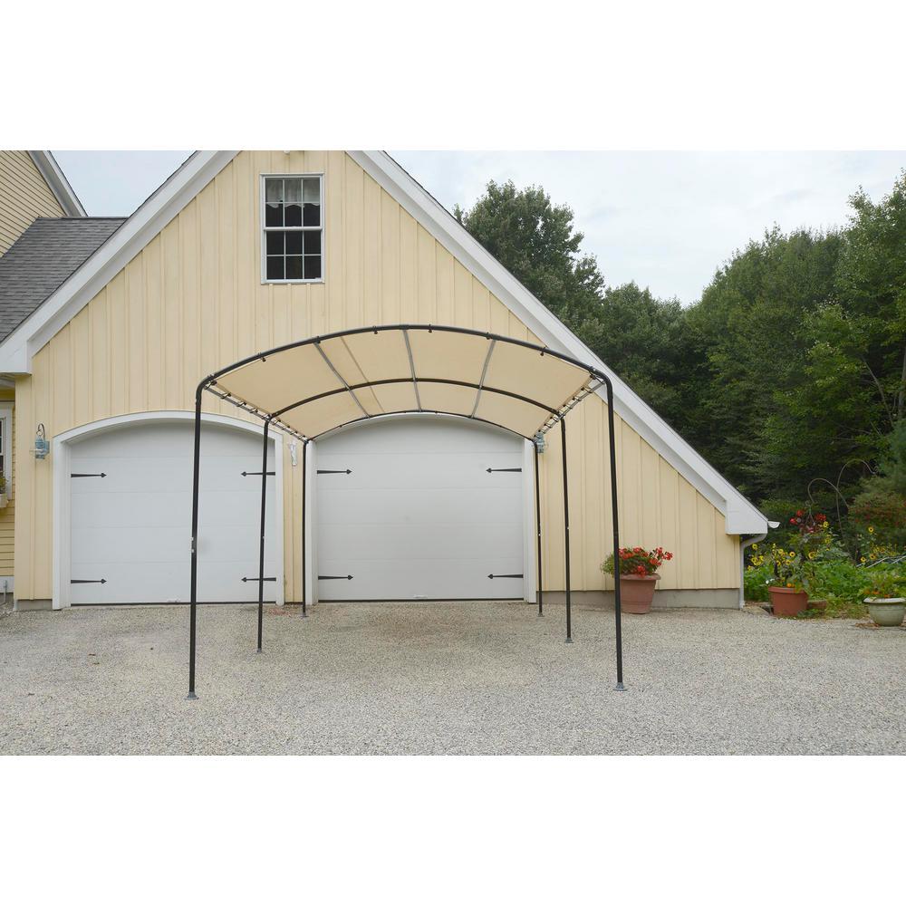 9 ft. W x 16 ft. D Monarc Stylish Arch Canopy with 1-2/8 in. Black Steel Frame and Waterproof Sandstone Cover