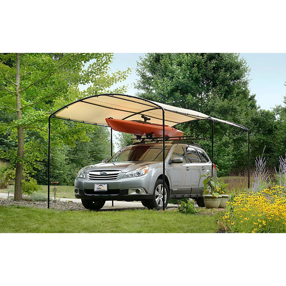 9 ft. W x 16 ft. D Monarc Stylish Arch Canopy with 1-2/8 in. Black Steel Frame and Waterproof Sandstone Cover