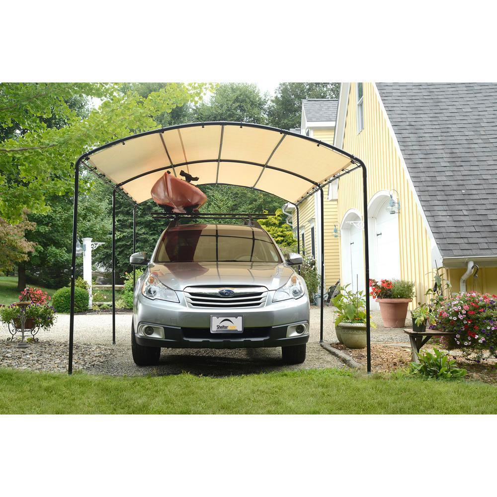 9 ft. W x 16 ft. D Monarc Stylish Arch Canopy with 1-2/8 in. Black Steel Frame and Waterproof Sandstone Cover