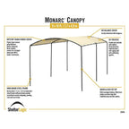 9 ft. W x 16 ft. D Monarc Stylish Arch Canopy with 1-2/8 in. Black Steel Frame and Waterproof Sandstone Cover