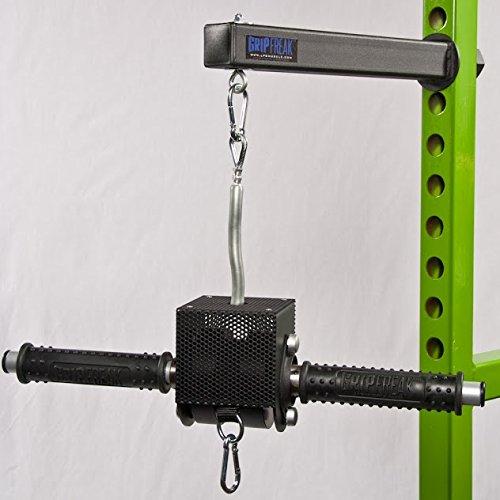 Grip Freak 'Slip Grips' Grip Strengthener w Power Rack Arm &amp; Weight Plate Loader