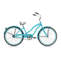 Micargi ROVER GX 26" Beach Cruiser Coaster Brake Single Speed  Steel Spokes One Piece Crank Alloy Pink Rims White Wall Tire 36H With Fenders Color: Black/Baby blue Rim