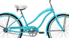 Micargi ROVER GX 26" Beach Cruiser Coaster Brake Single Speed  Steel Spokes One Piece Crank Alloy Pink Rims White Wall Tire 36H With Fenders Color: Black/Baby blue Rim