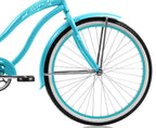 Micargi ROVER GX 26" Beach Cruiser Coaster Brake Single Speed  Steel Spokes One Piece Crank Alloy Pink Rims White Wall Tire 36H With Fenders Color: Black/Baby blue Rim