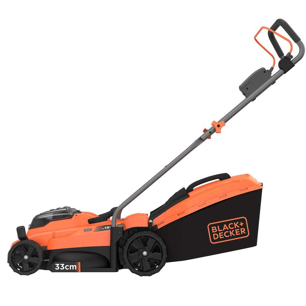 18 V Battery Lawn Mower (36 V with Two 18 V 2.5 Ah Batteries Supplied) - 33 cm - Adjustable Cutting Height - Basket 35 Litres BCMW3318L2-QW