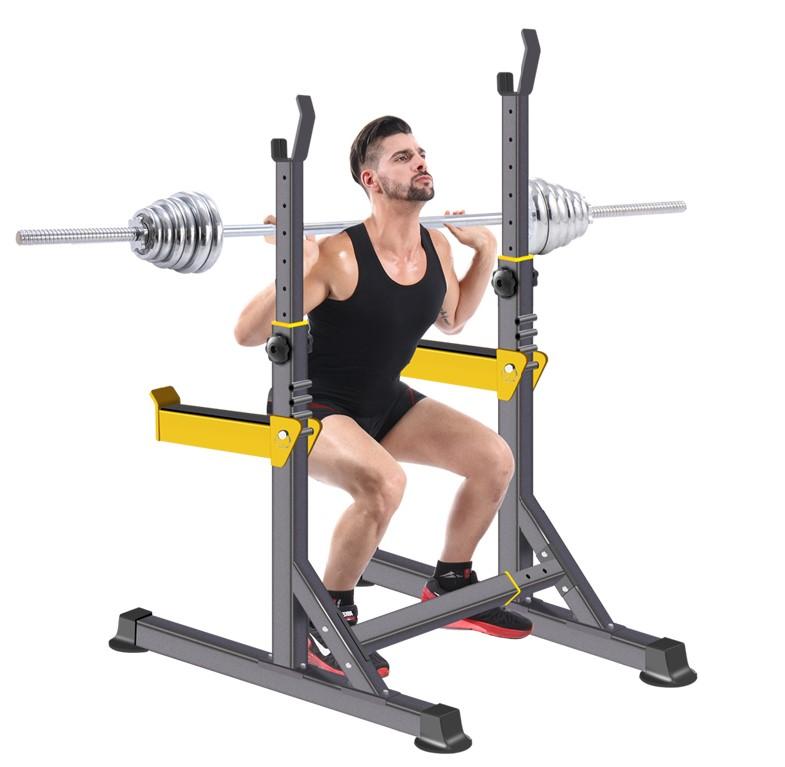 Multi-Function Barbell Rack Adjustable Squat Weight Bench Press Gym Family Fitness
