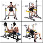 Multi-Function Barbell Rack Adjustable Squat Weight Bench Press Gym Family Fitness