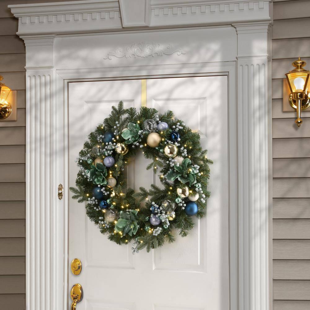 30 in. Decorated Arctic Artificial Christmas Wreath with LED Lights