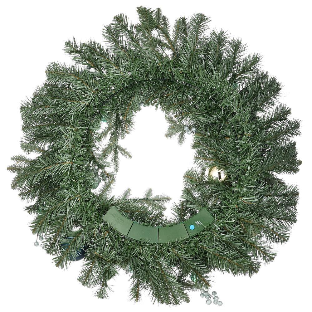 30 in. Decorated Arctic Artificial Christmas Wreath with LED Lights