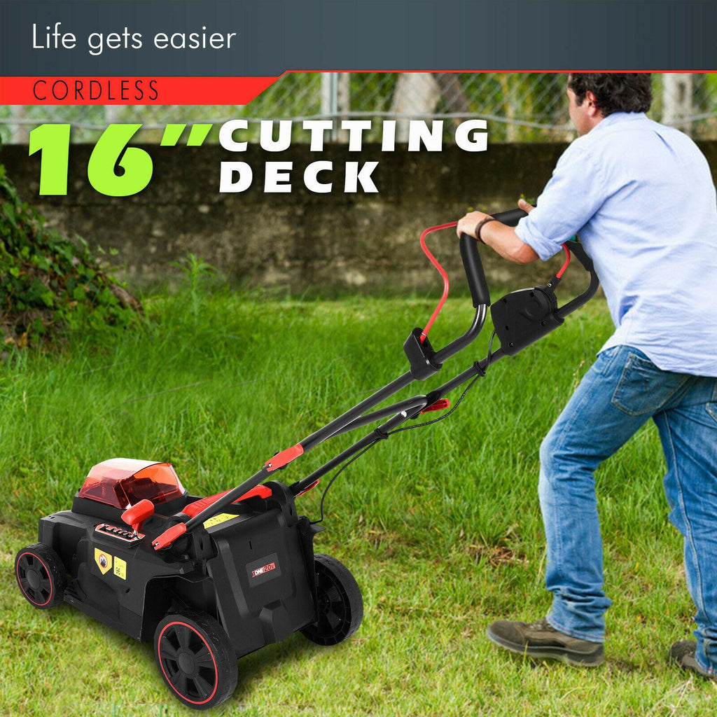 40V 16" Walk Behind Push Lawn Mower Cordless Twin Force w/ 2x4Ah Battery Charger