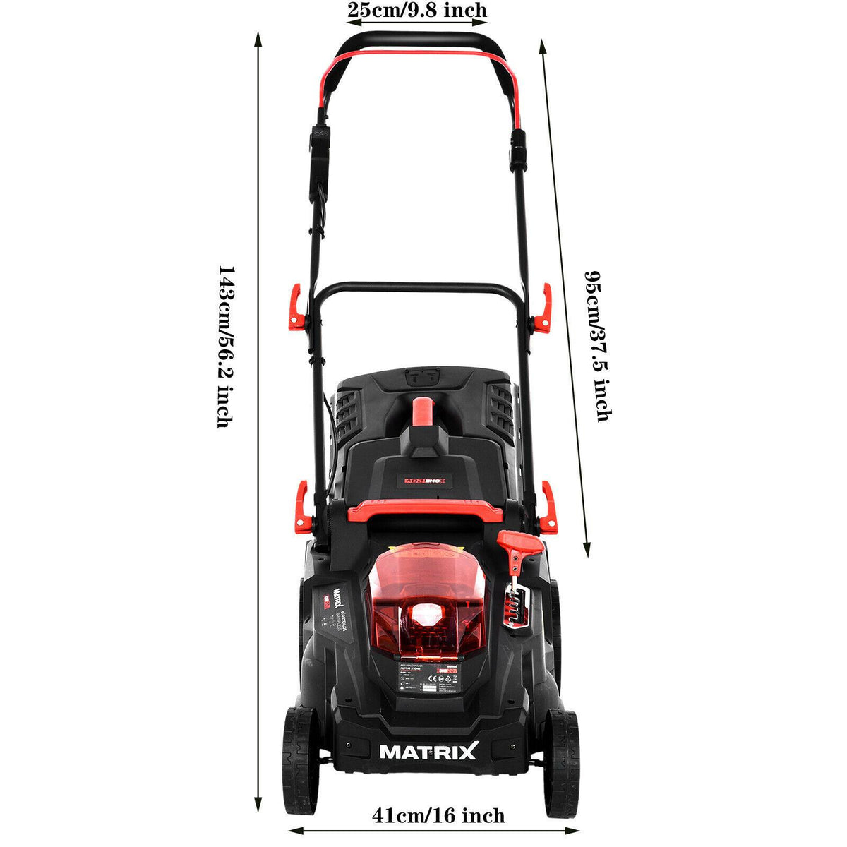 40V 16" Walk Behind Push Lawn Mower Cordless Twin Force w/ 2x4Ah Battery Charger