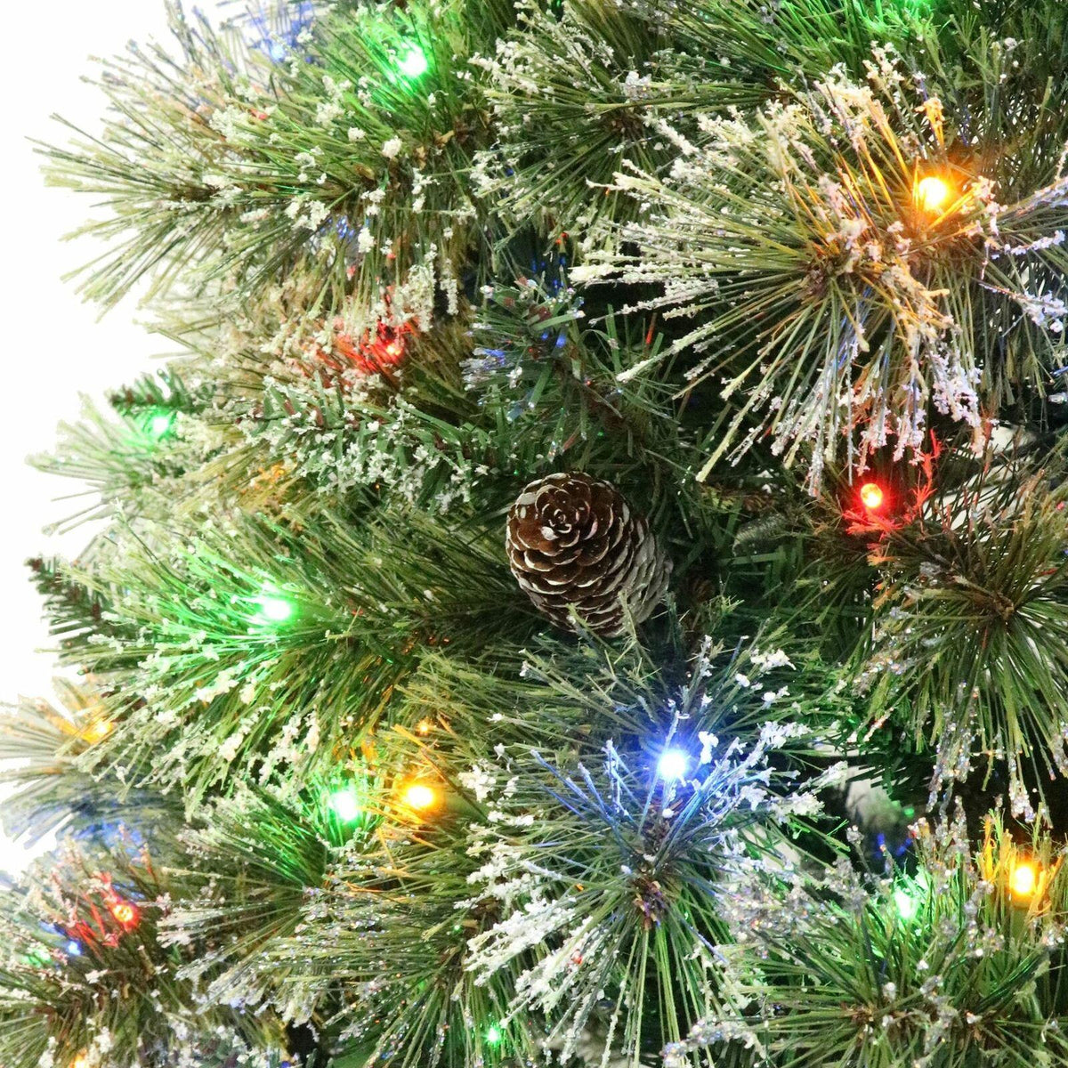 7.5-foot Cashmere Pine and Mixed Needles Pre-Lit Clear LED Hinged Artificial Chr