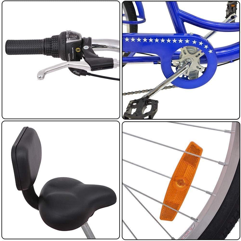 Adult Tricycles 7 Speed Adult Trikes, 20/24/26 Inch 3 Wheel Bikes, Three-Wheeled Bicycles Cruise Trike with LarBasket for Women Men Shopping Exercise Recreation