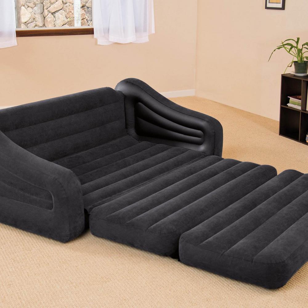 Inflatable Corner Couch Sectional + Queen Size Pull-Out Futon Sofa Bed