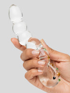 Lovehoney Sensual Glass Curved Beaded Dildo, Clear