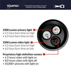 Tovatec MERA1080 1000 Lumen Divelight with Integrated 1080P HD Underwater Camera, Black, Compact