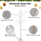 4FT 5FT 6FT Birch Tree with LED Lights, 3PCS Lights Christmas Tree, Indoor Outdoor Birch Tree Lights, LED Christmas Lights for Home Wedding Festival Party Christmas Decoration, Warm White, R3414